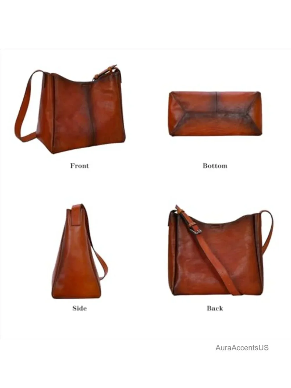 Genuine Leather Hobo Shoulder Crossbody Bag Adjustable Strap